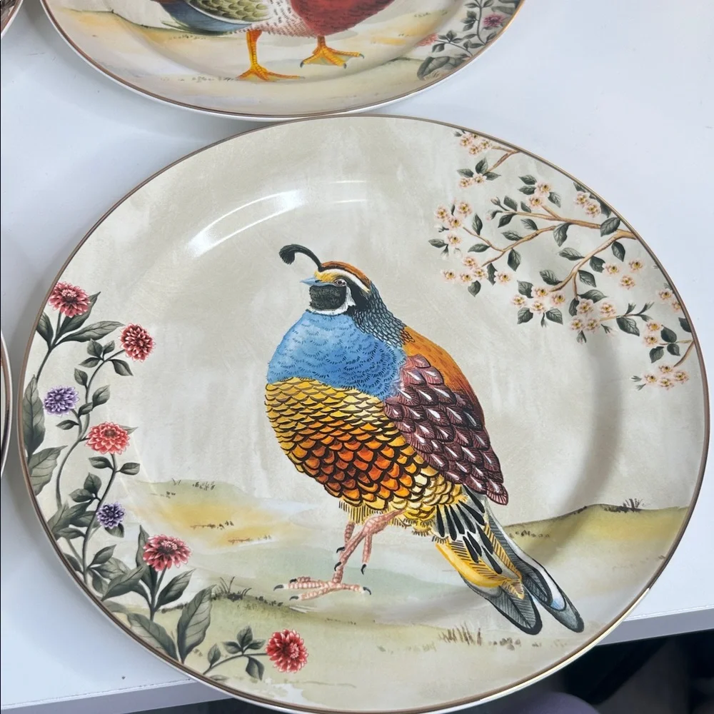 Pottery Barn Botanical Harvest Four Dinner Plates 10.75